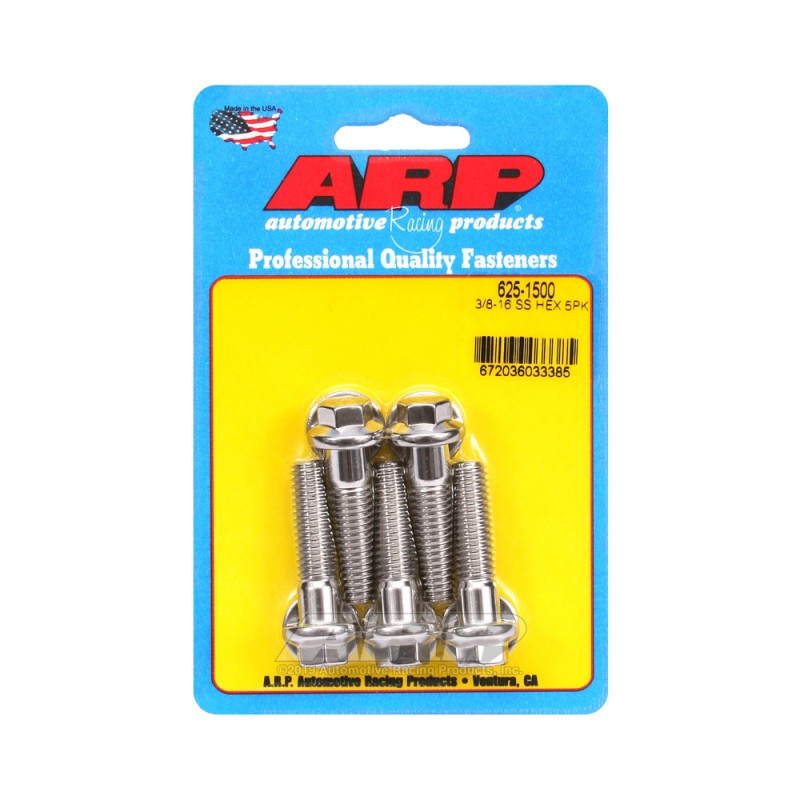 Șuruburi și piulițe universale ARP cu cap STD 3/8-16 – Oțel inoxidabil, cap hexagonal, x5 - ARP-625-1500 - 625-1500 - 3666618192574